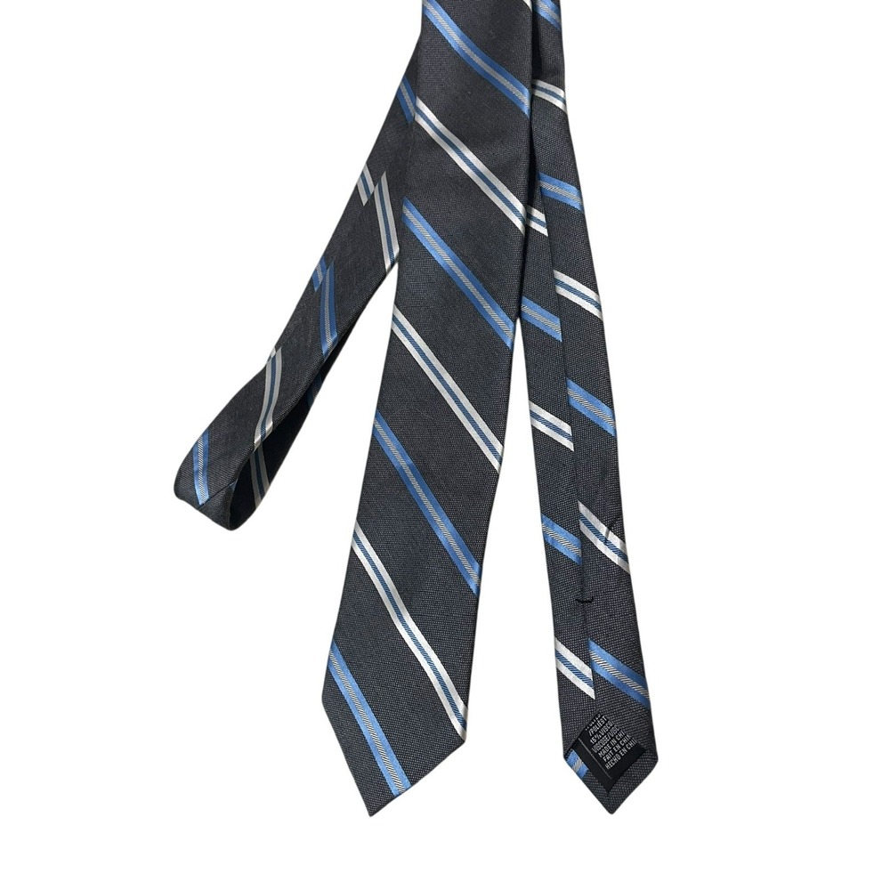 Van Heusen Mens Necktie Gray‎ Blue Diagonal Stripe Classic Business Tie